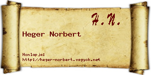 Heger Norbert névjegykártya
